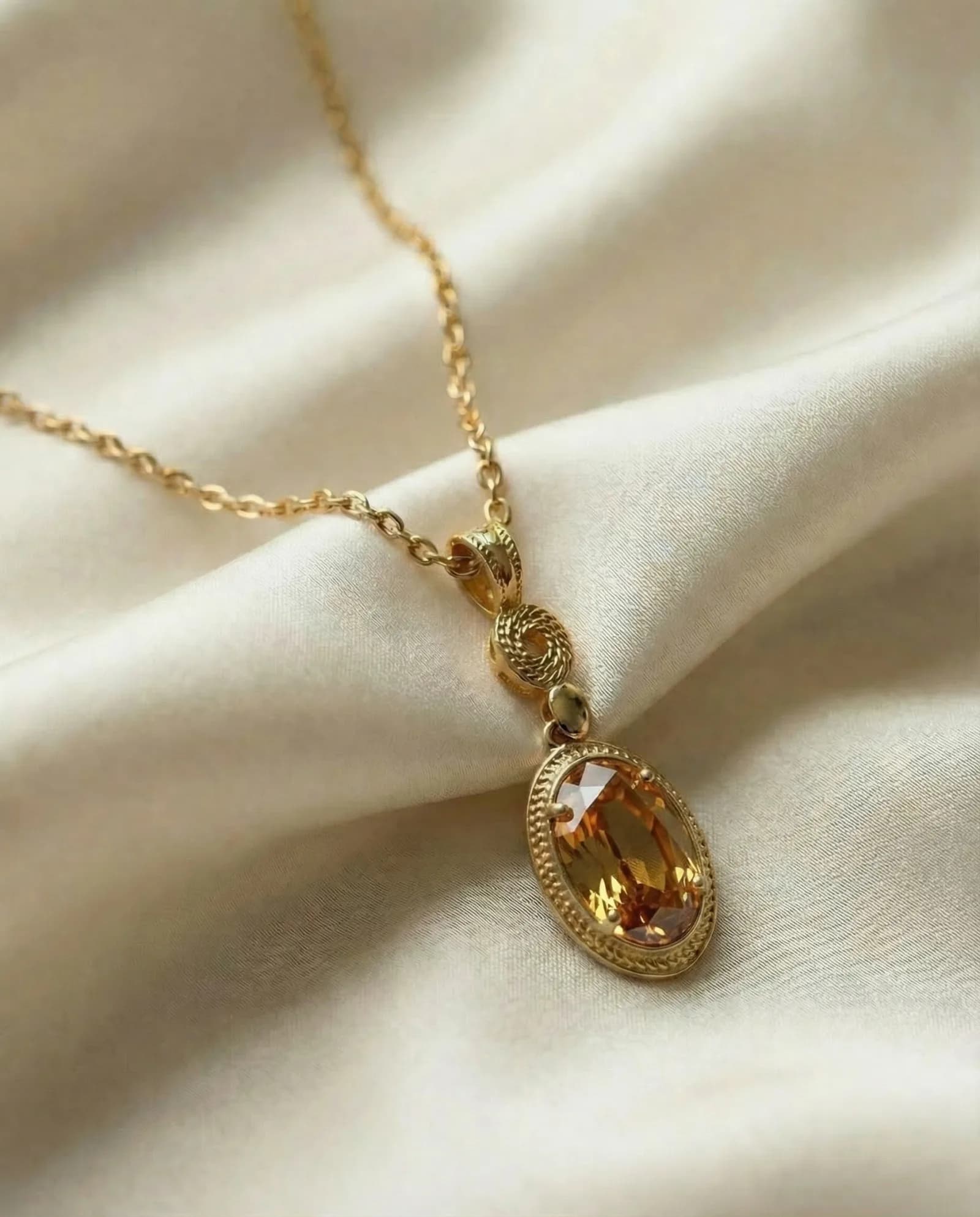 Collar Etruria - Ámbar naranja, Oro amarillo