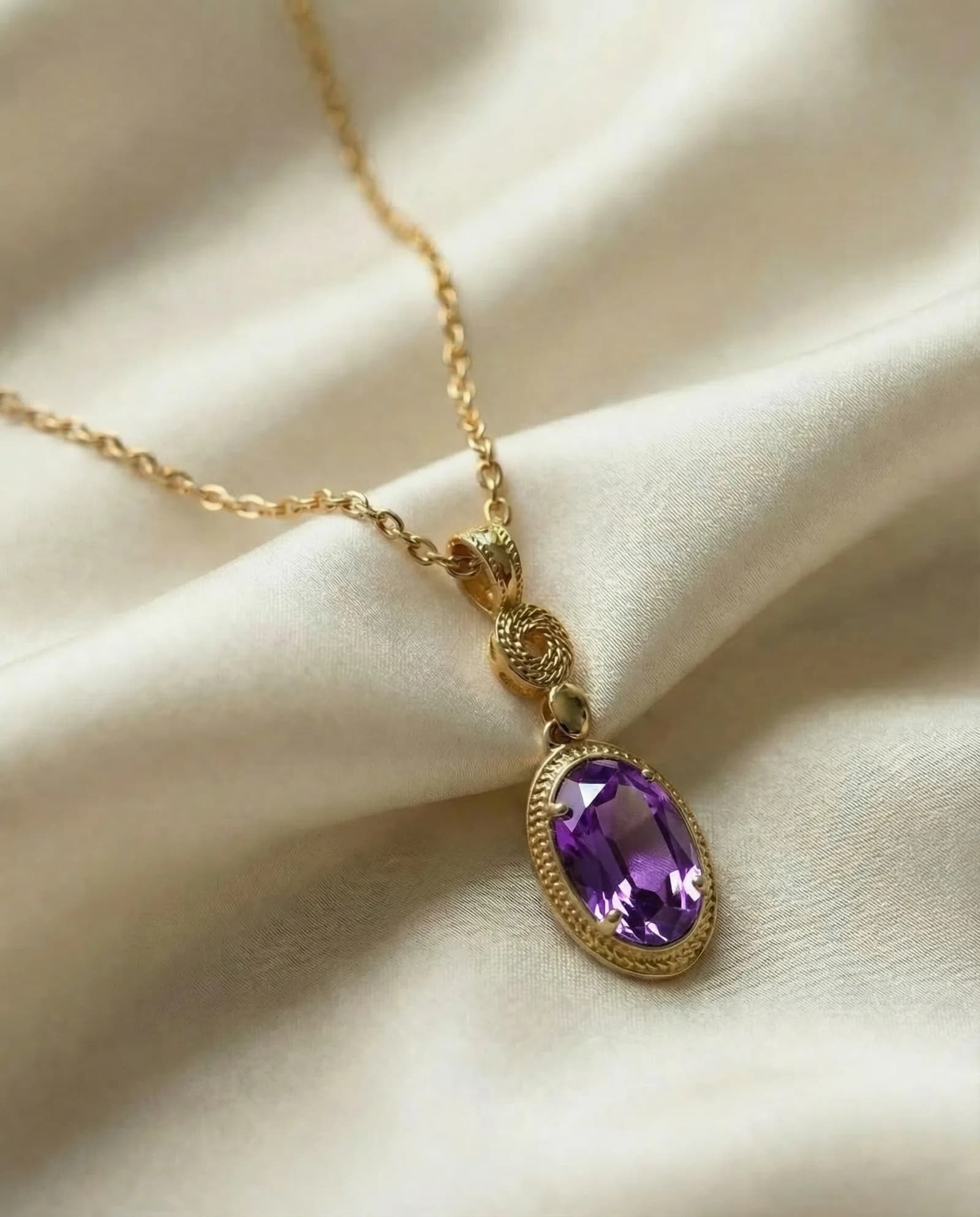 Collar Etruria - Amatista violeta, Oro amarillo