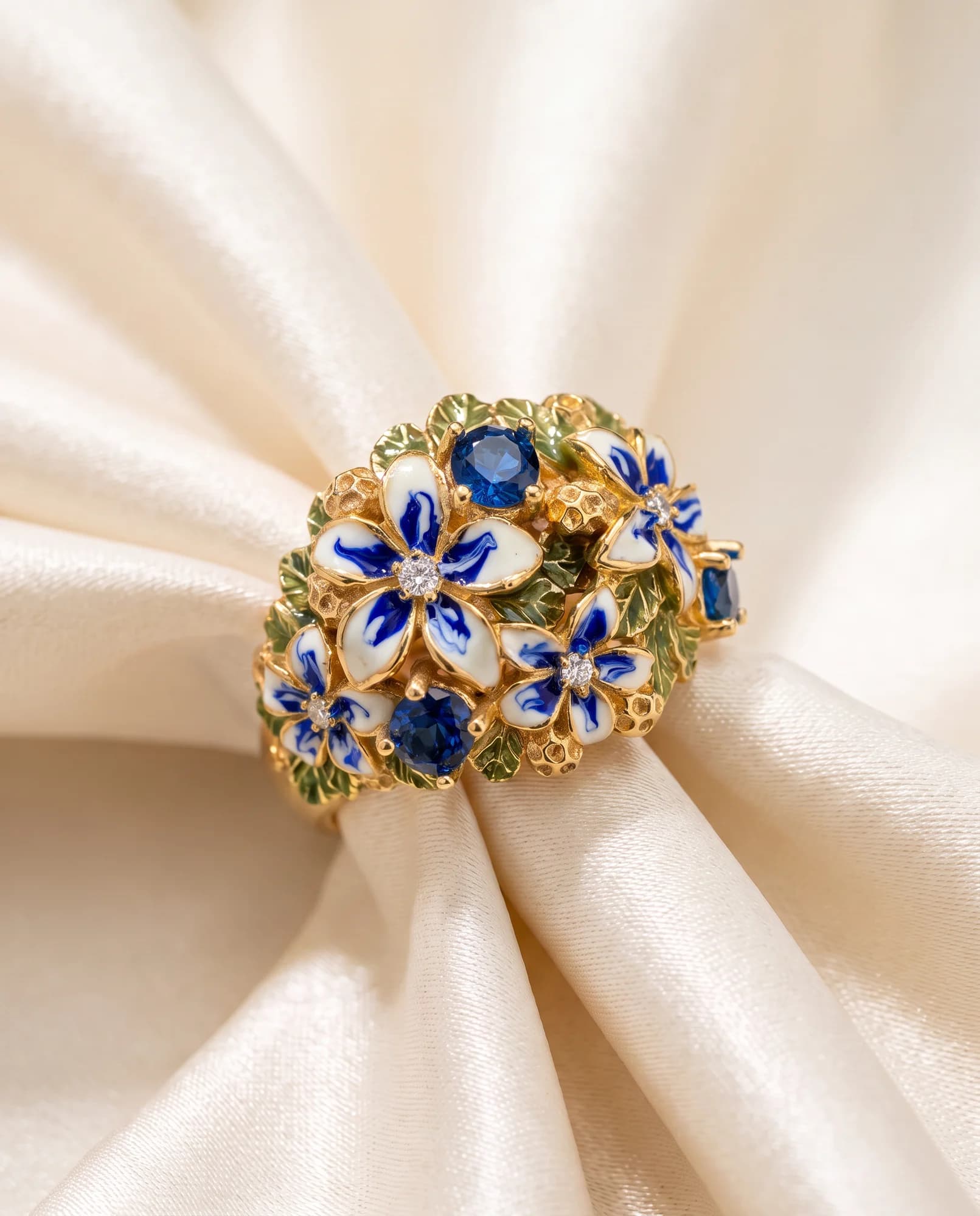 Anillo Flora Grande, Azul