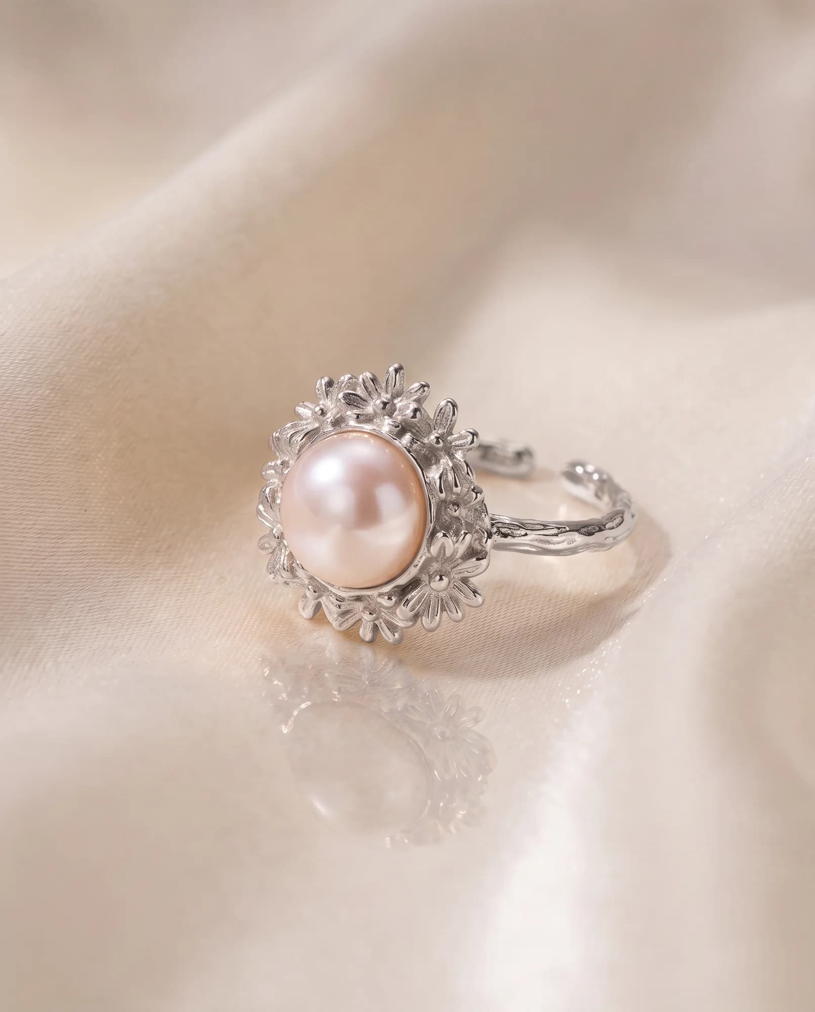 Anillo Margarita Mini, Oro blanco