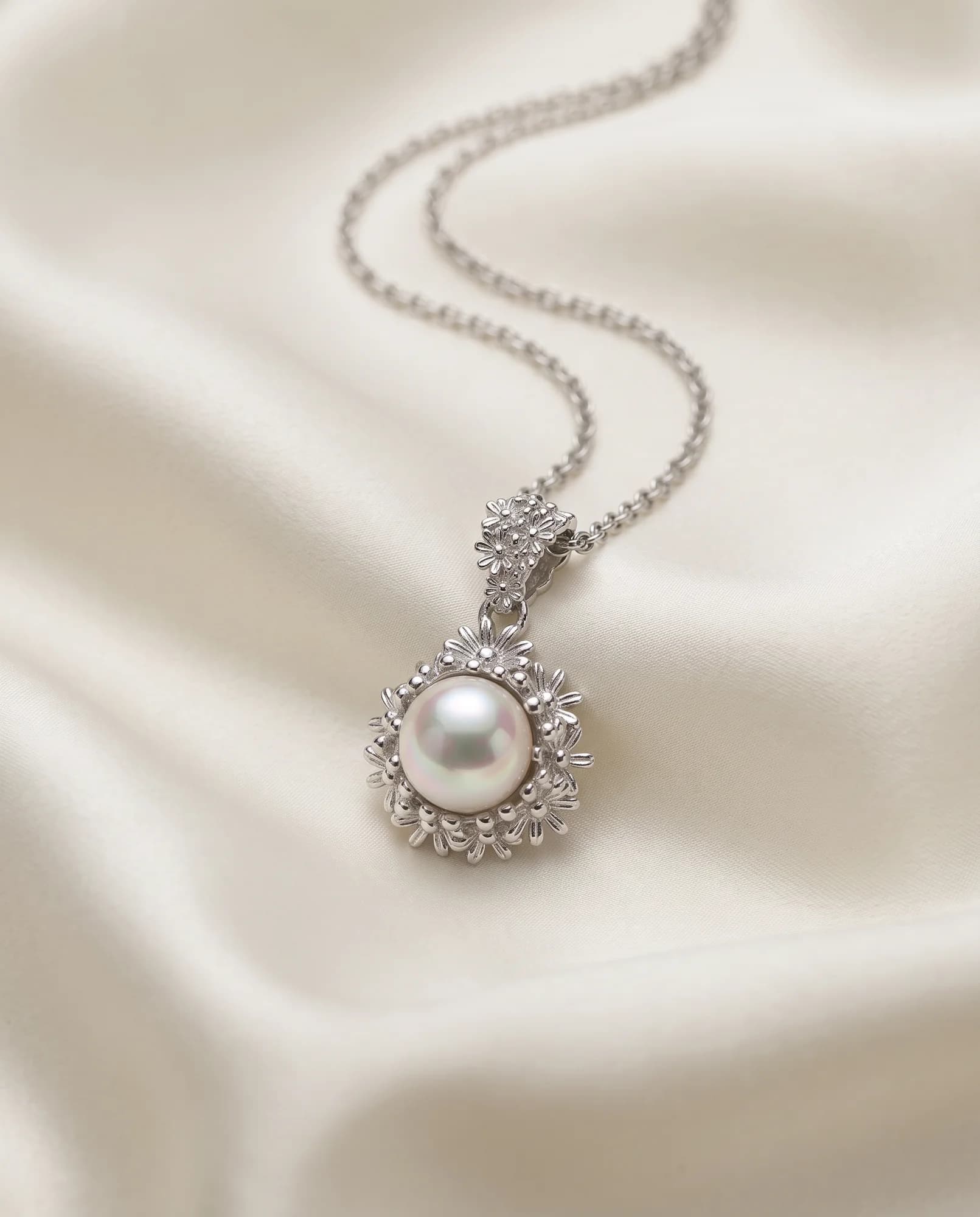 Collar Margarita Mini, Oro blanco