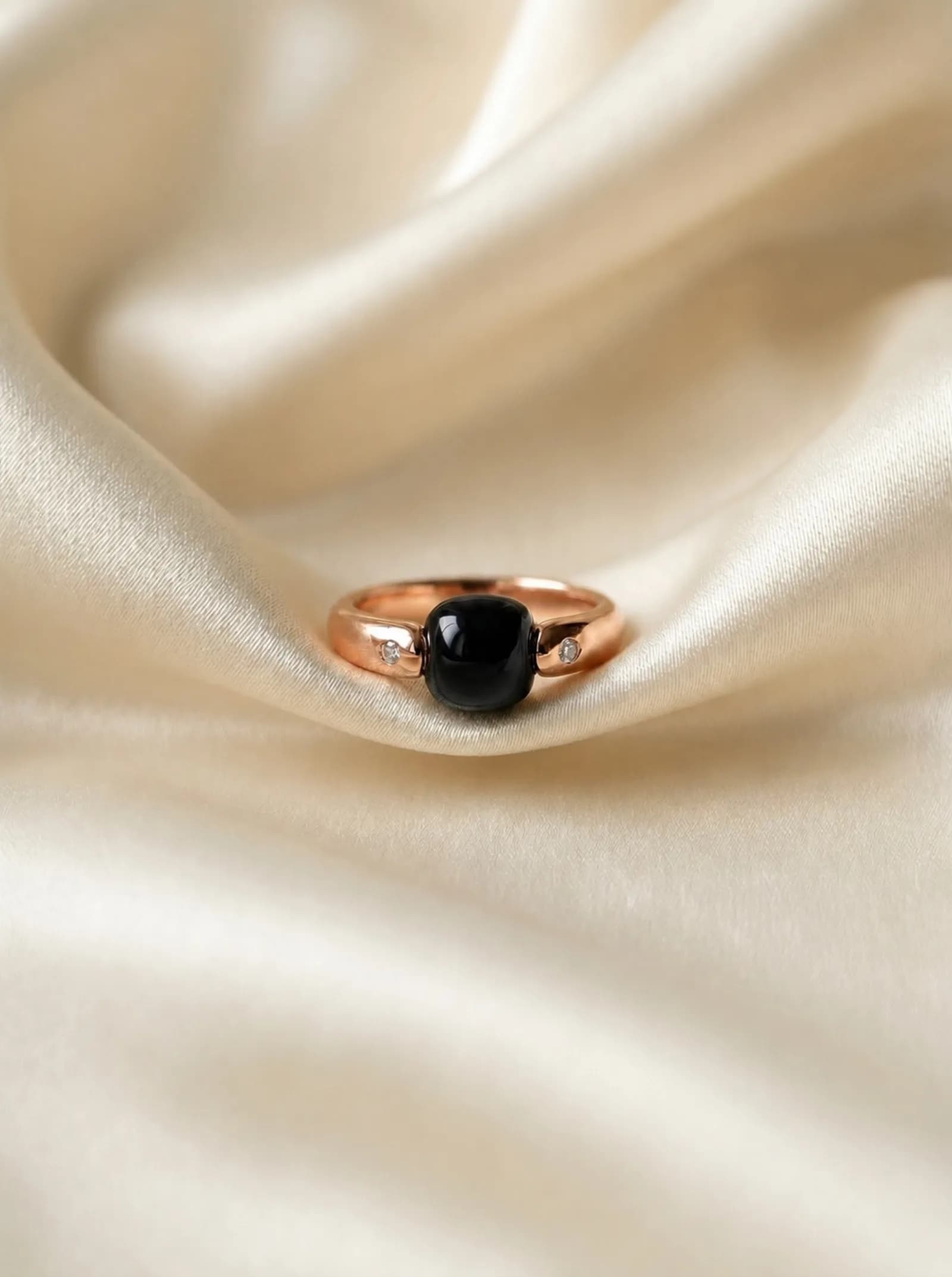 Anillo Gemma - Ónix negro, Oro rosa
