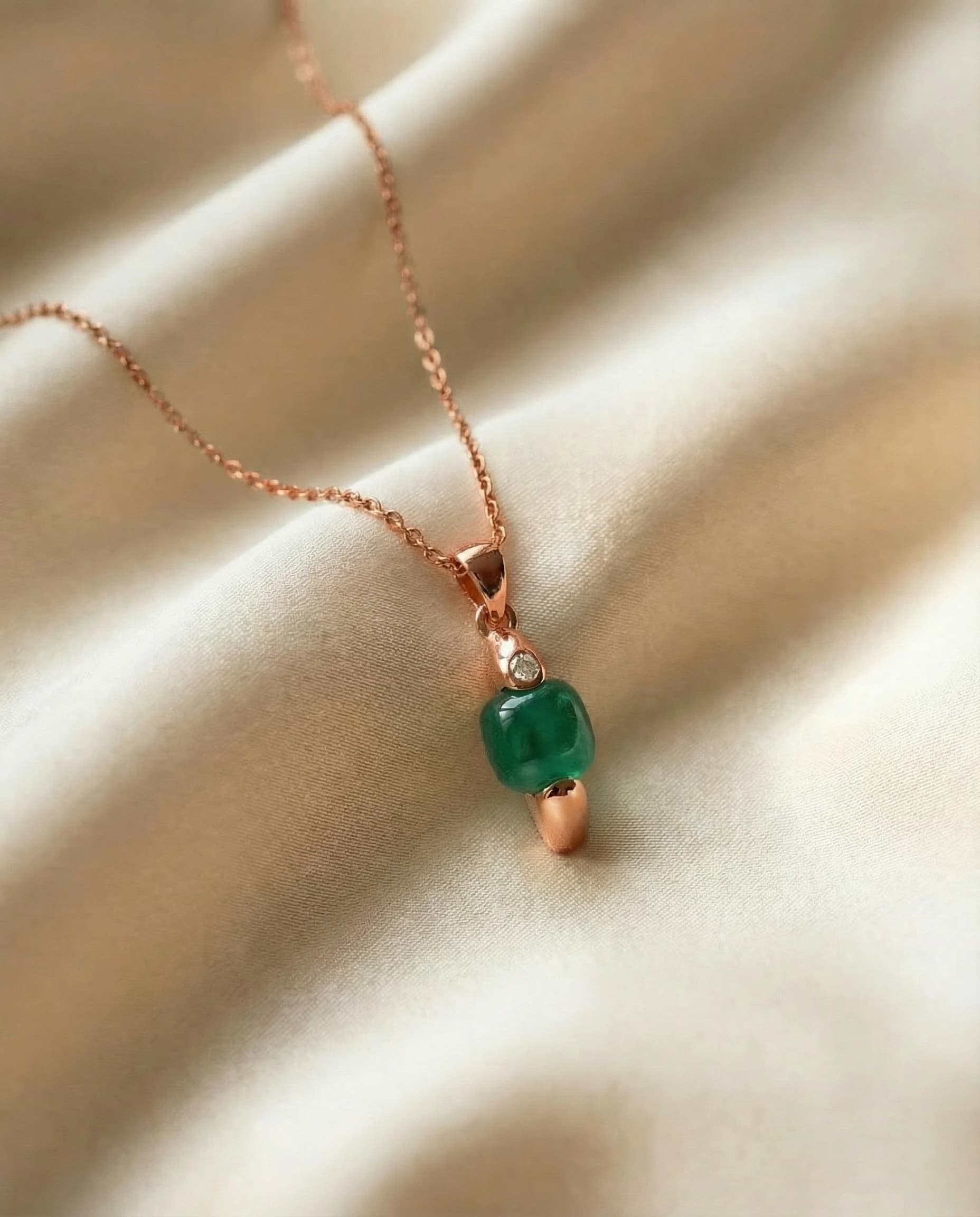 Collar Gemma - Verde, Oro rosa