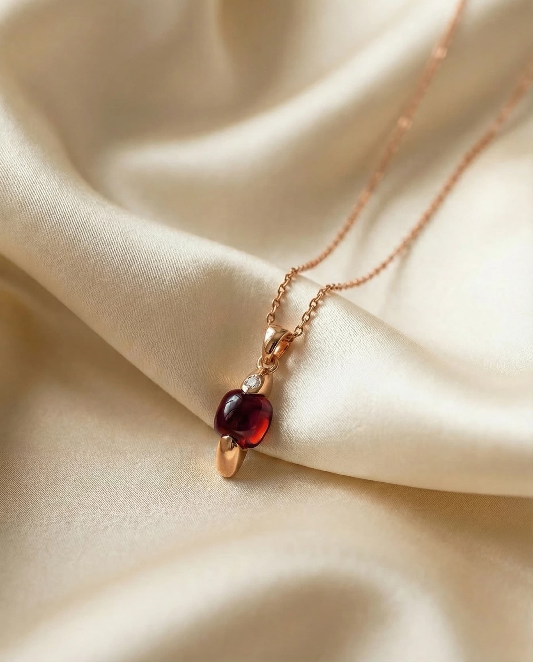 Collar Gemma - Rojo, Oro rosa