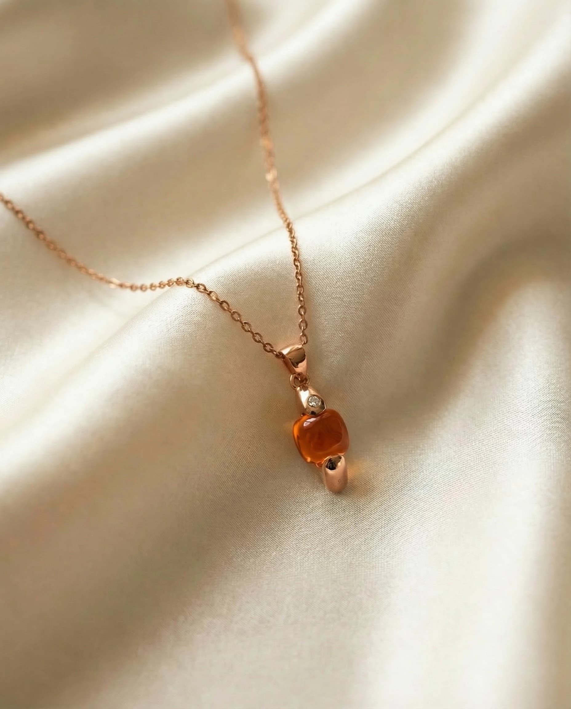 Collar Gemma - Naranja, Oro rosa
