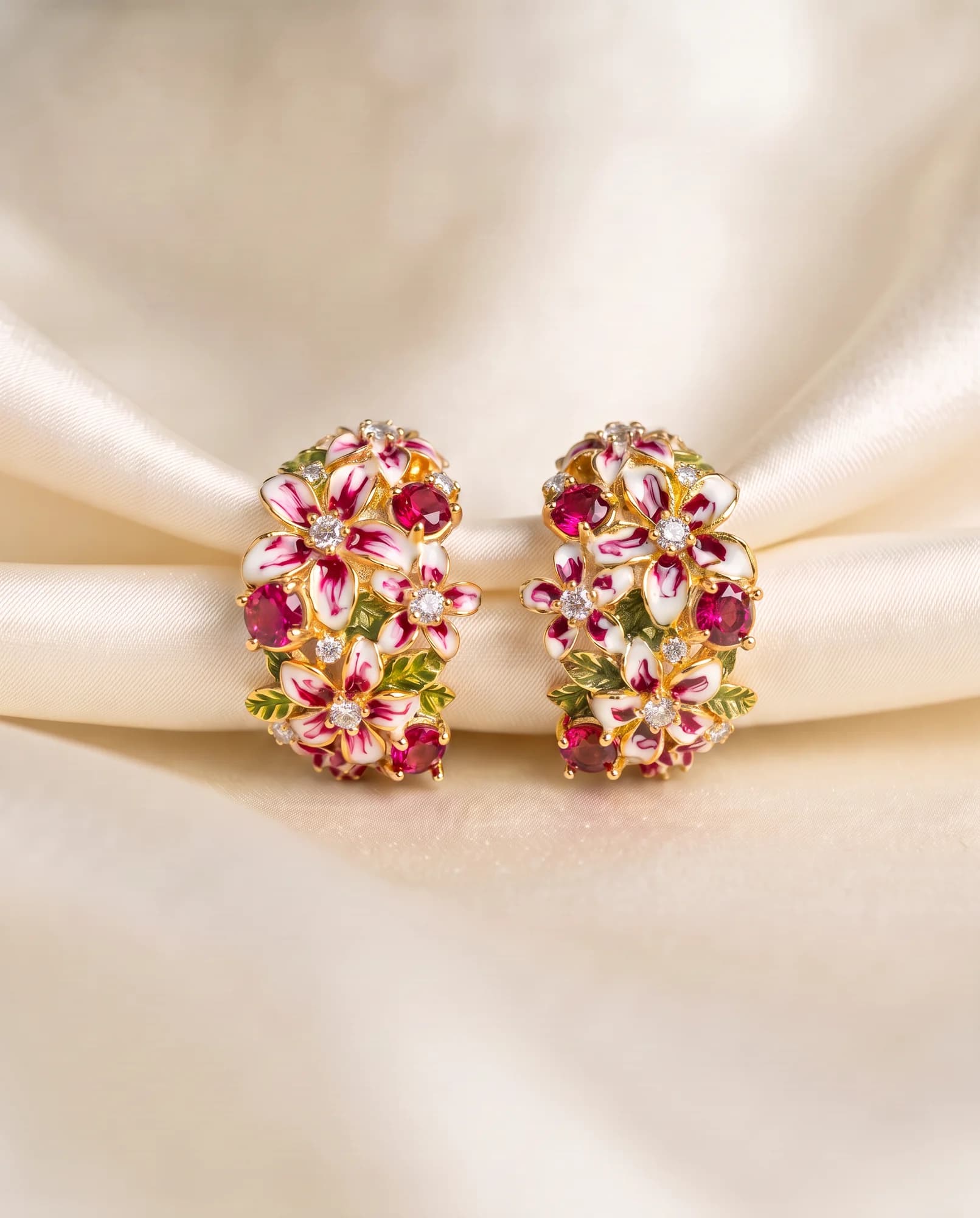 Pendientes Flora Grande, Fucsia