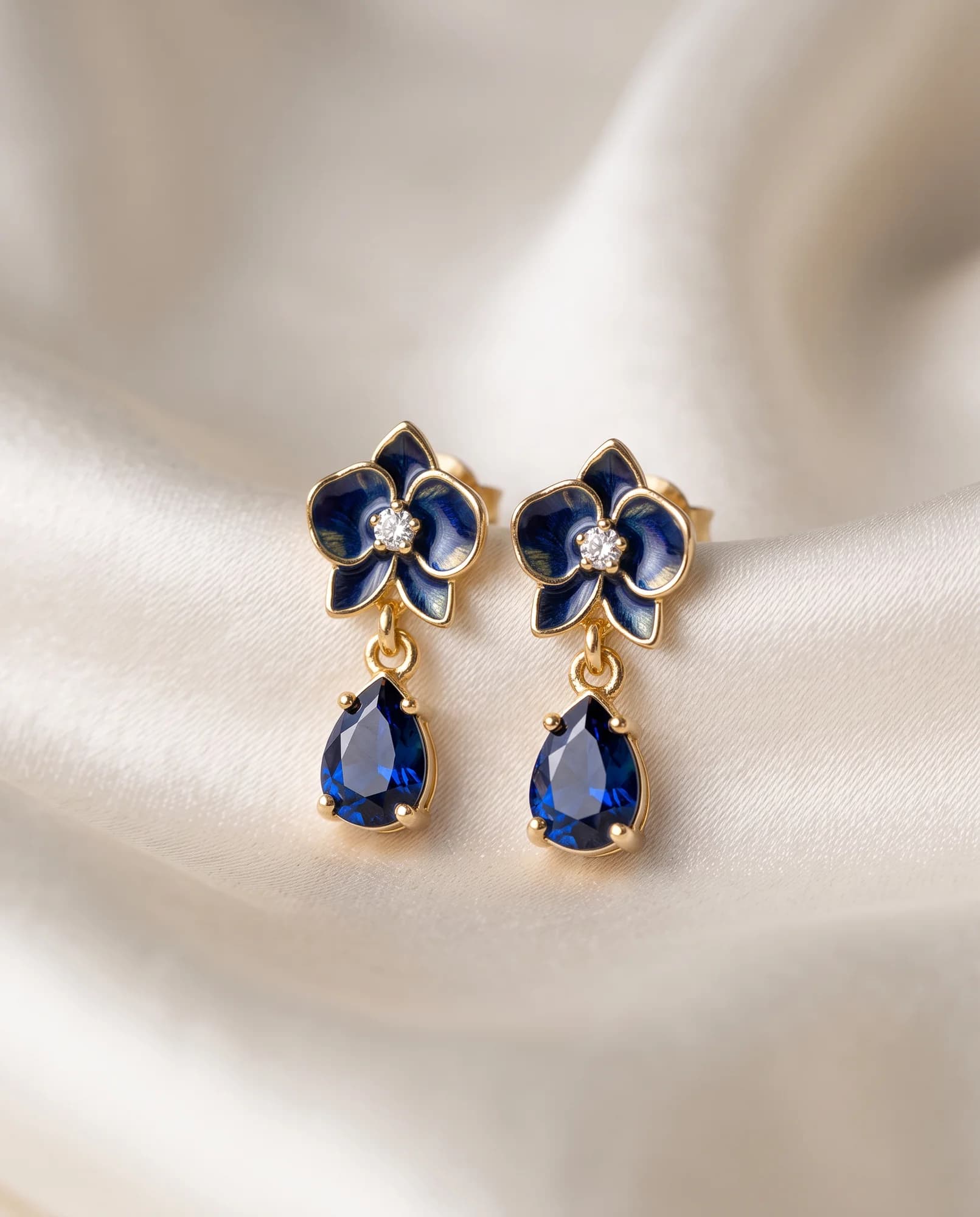 Pendientes Orquídea, Azul