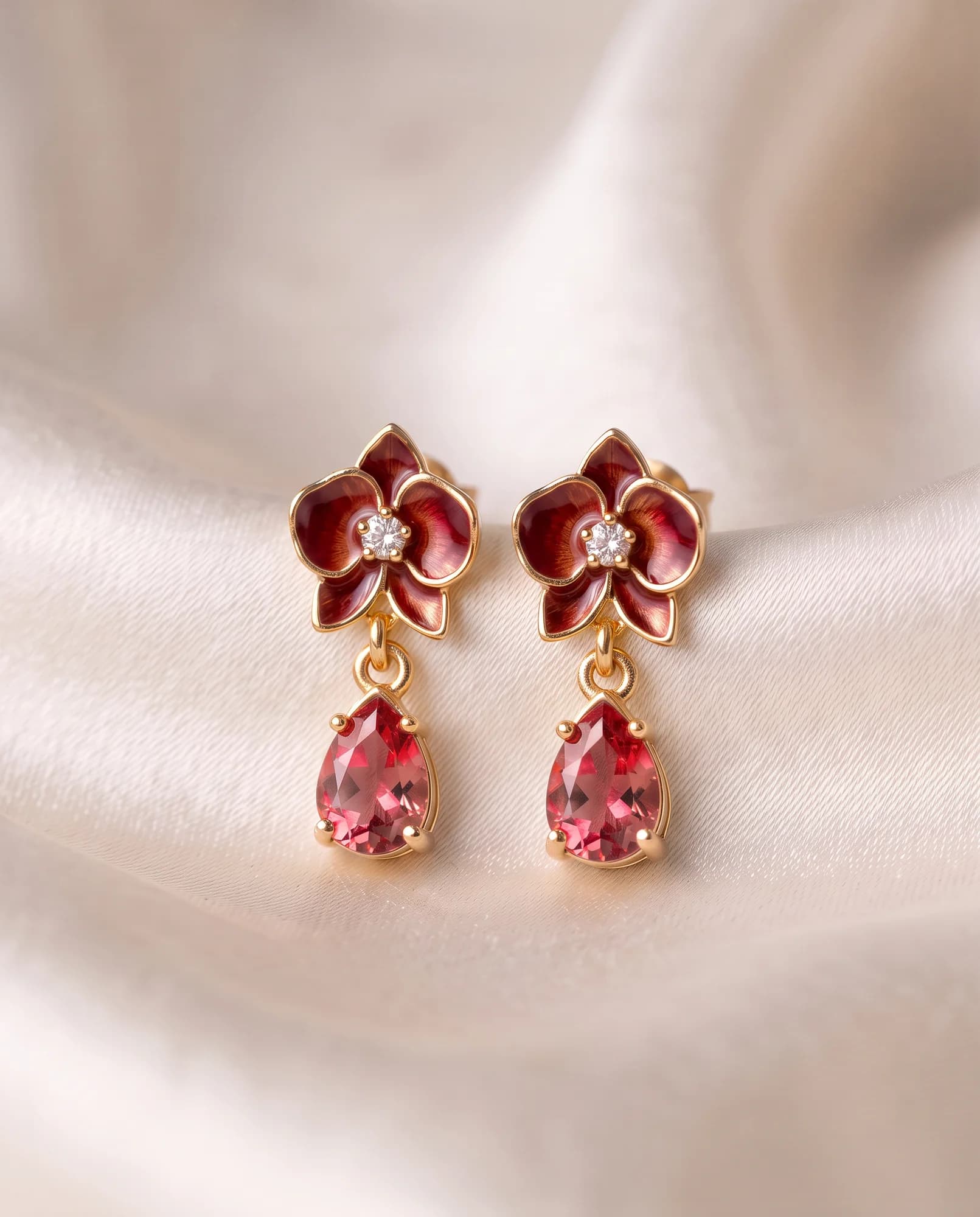 Pendientes Orquídea, Rosa