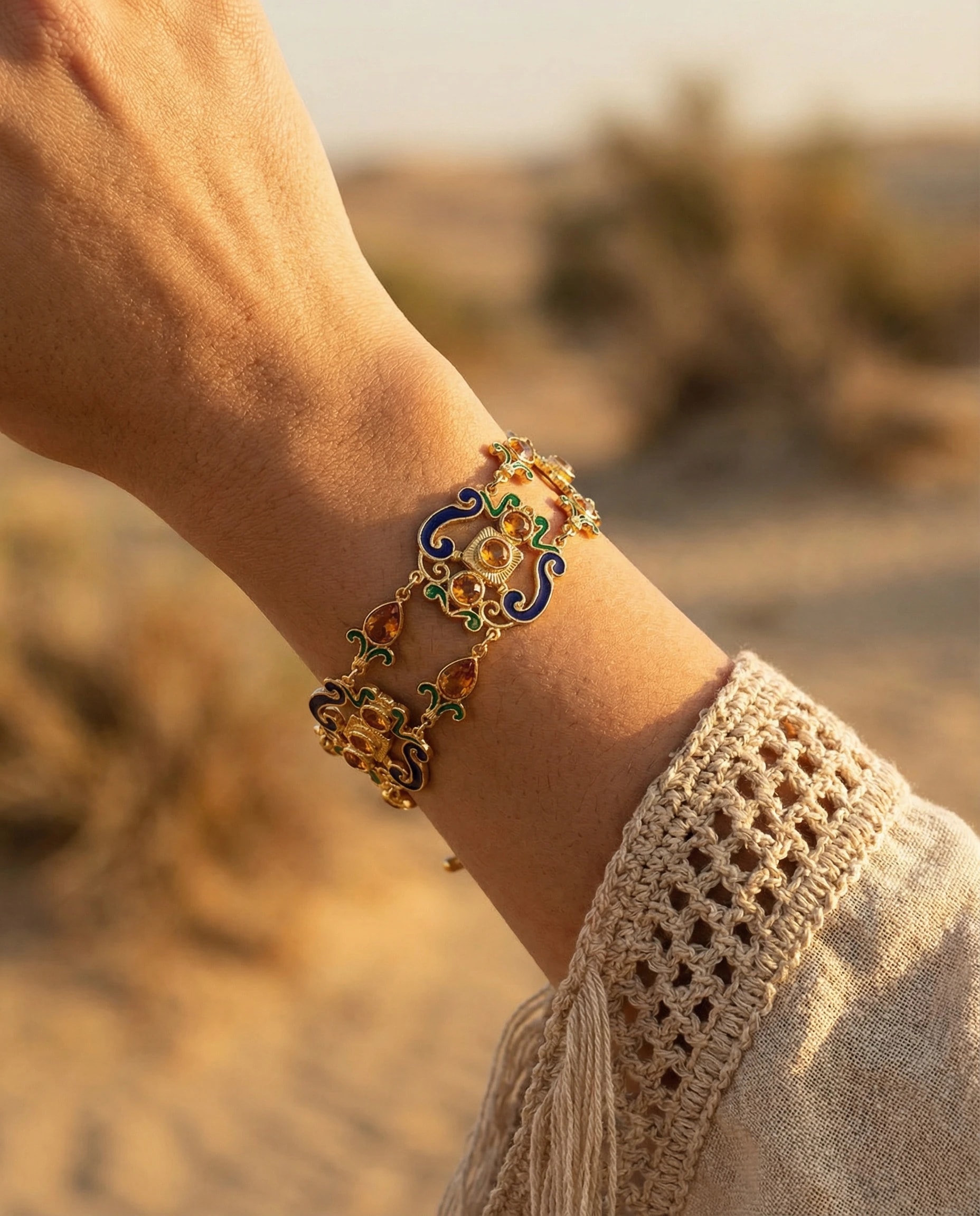 Pulsera Mosaico - Ámbar naranja, Colección Imperia · vista 3