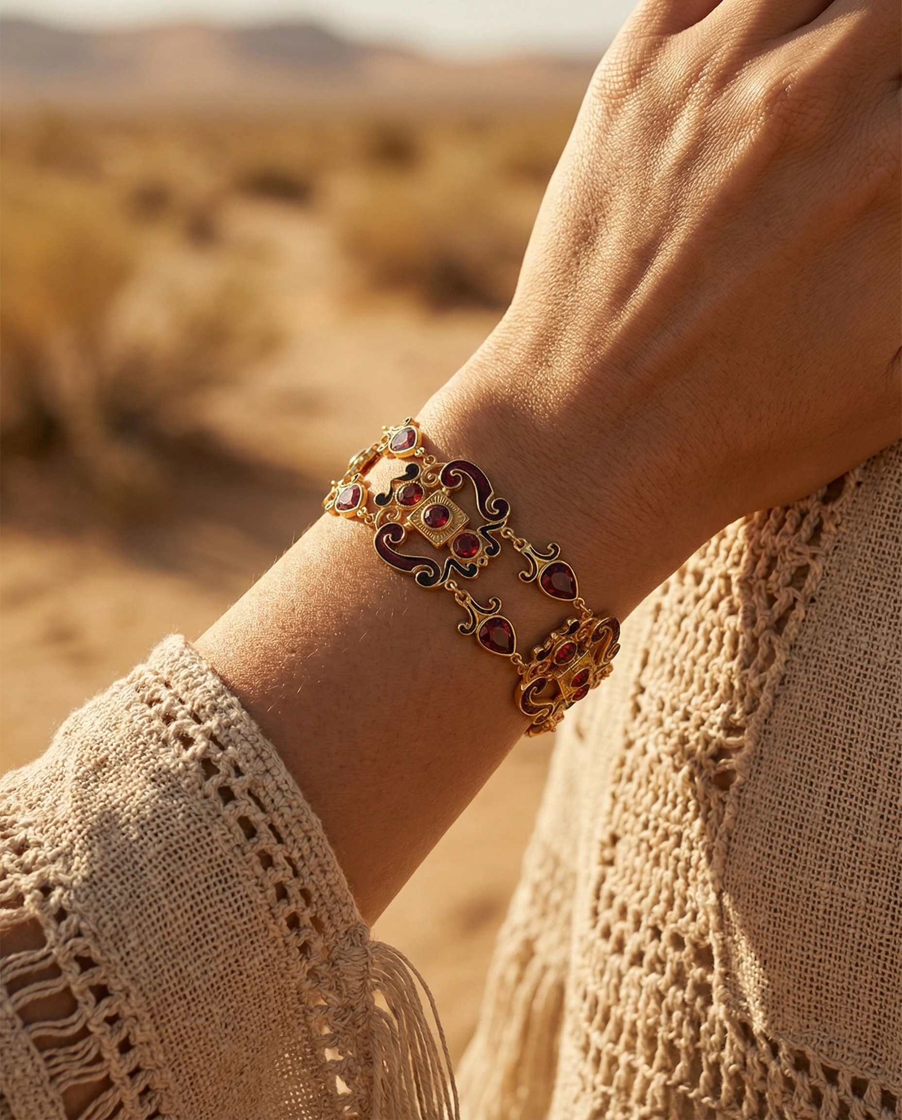 Pulsera Mosaico - Rojo oscuro, Colección Imperia · vista 2