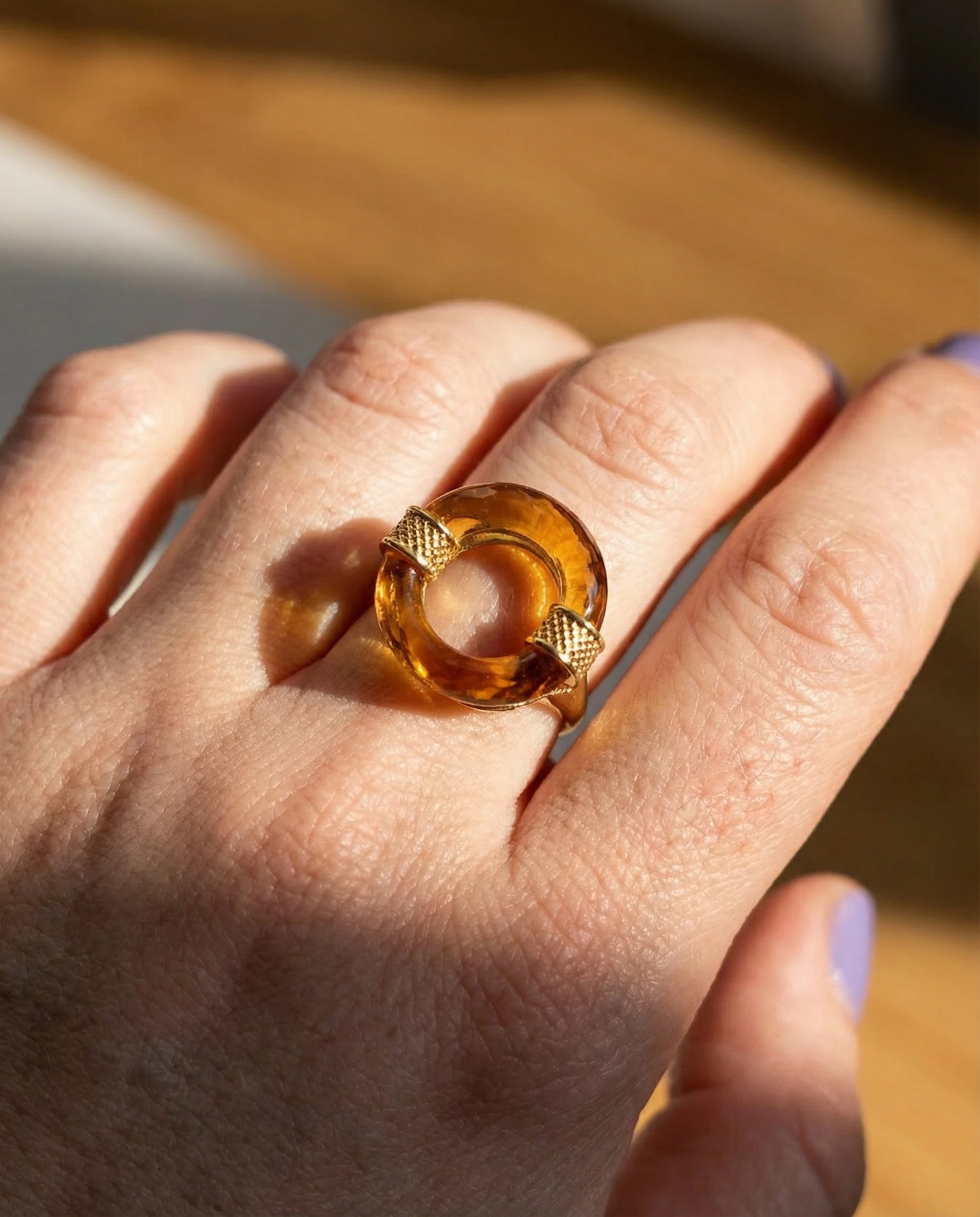 Anillo Órbita - Ámbar naranja, Colección Órbita · vista 2