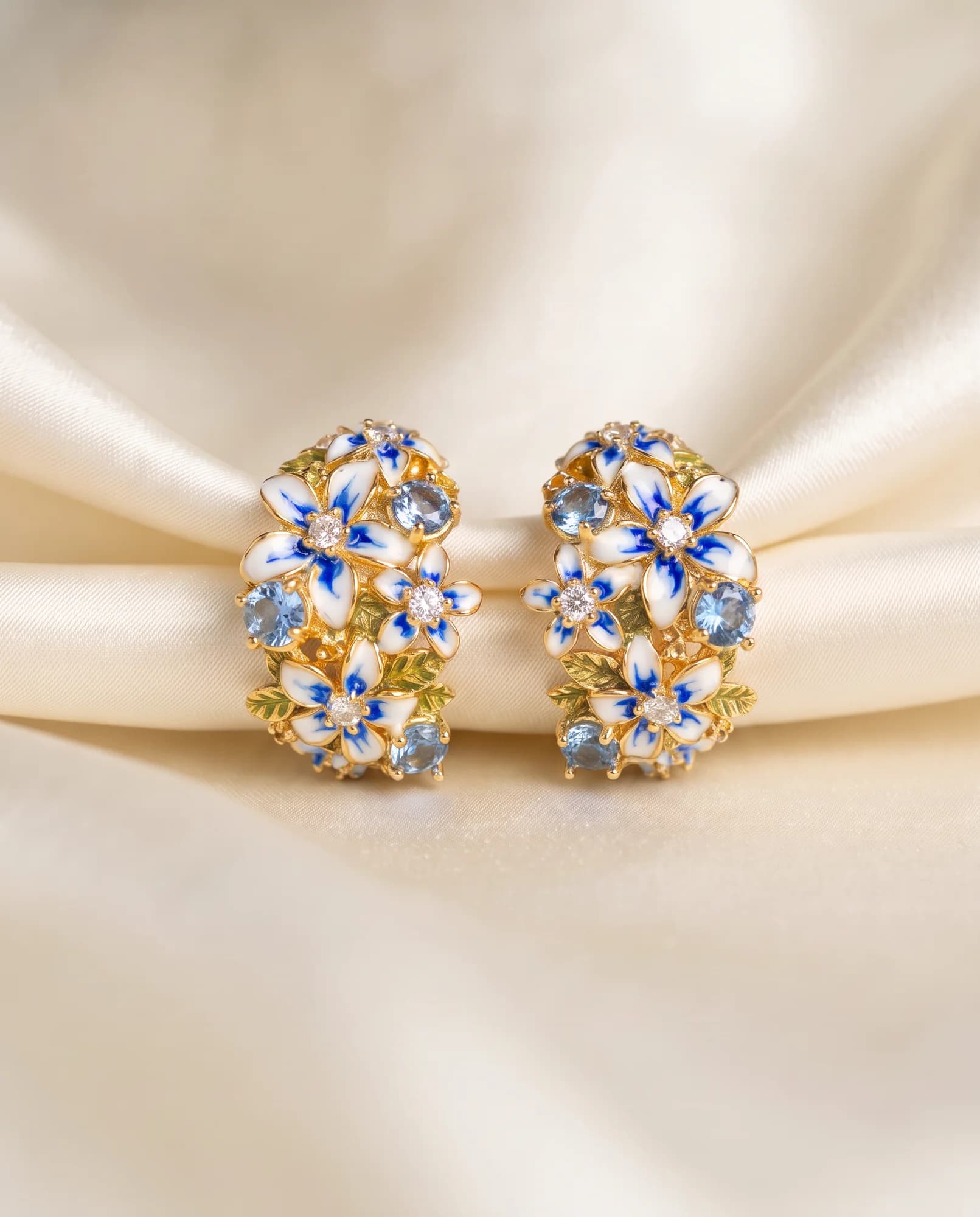 Pendientes Flora Grande, Azul